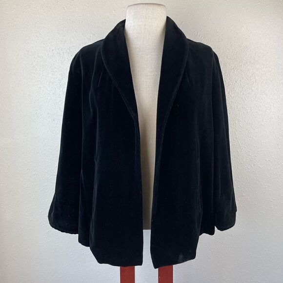 Vintage Union Made Black Velour Style Coat EUC - Picture 1 of 6
